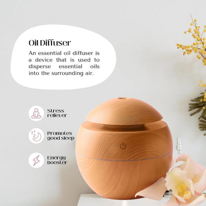 Round Magic Wooden Cool Mist Diffuser