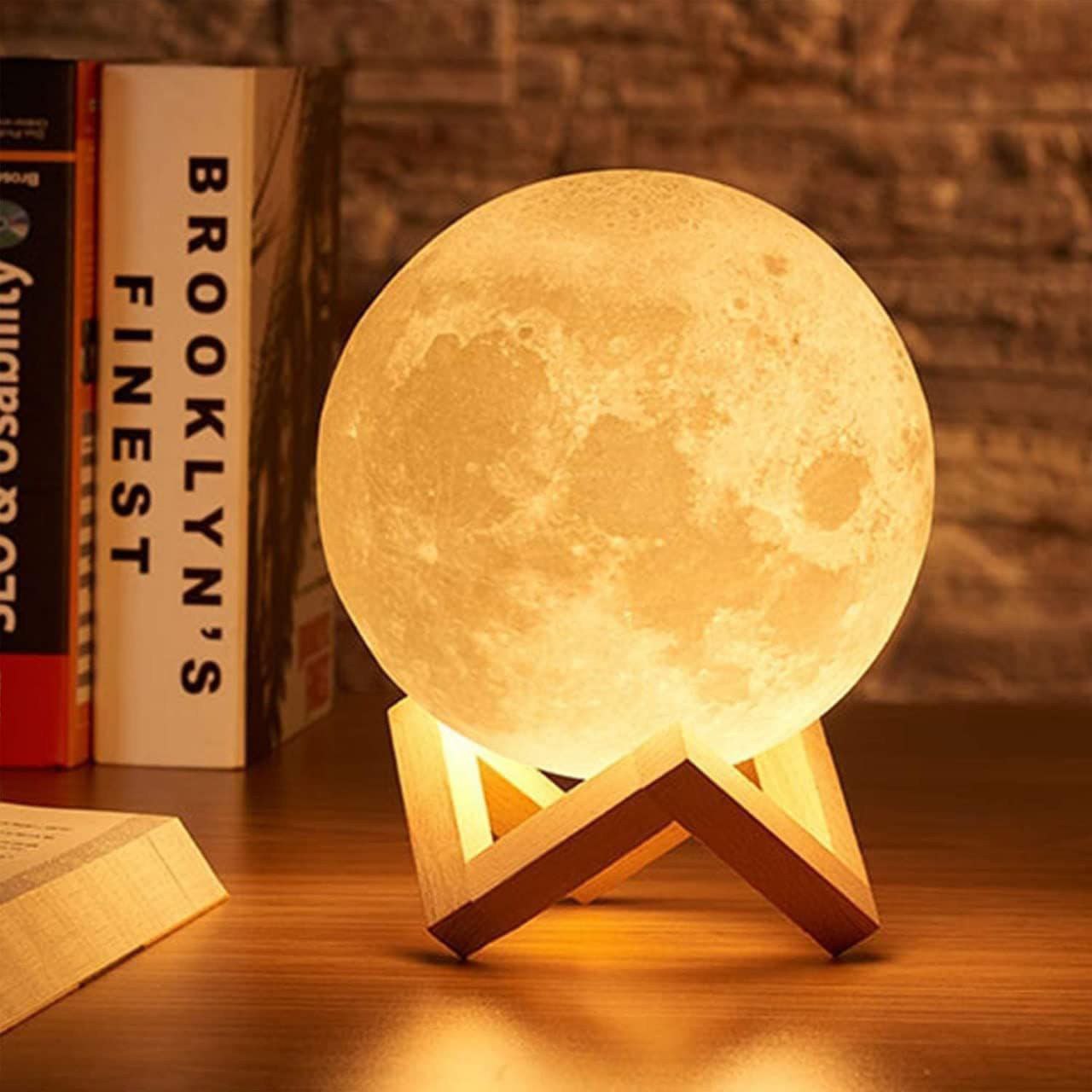 3D Moon Lamp 15cm with Wooden Stand