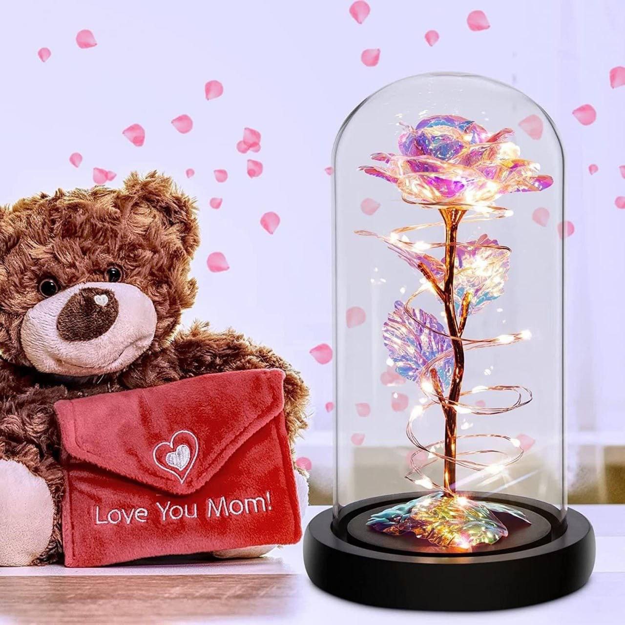 LED Rose Light, Artificial Rose Flower with Led String Lights